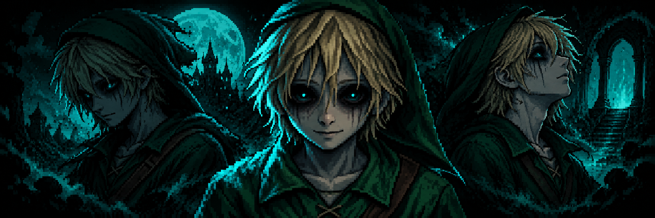 Wide Nyxen banner with cyan moonlit character scene